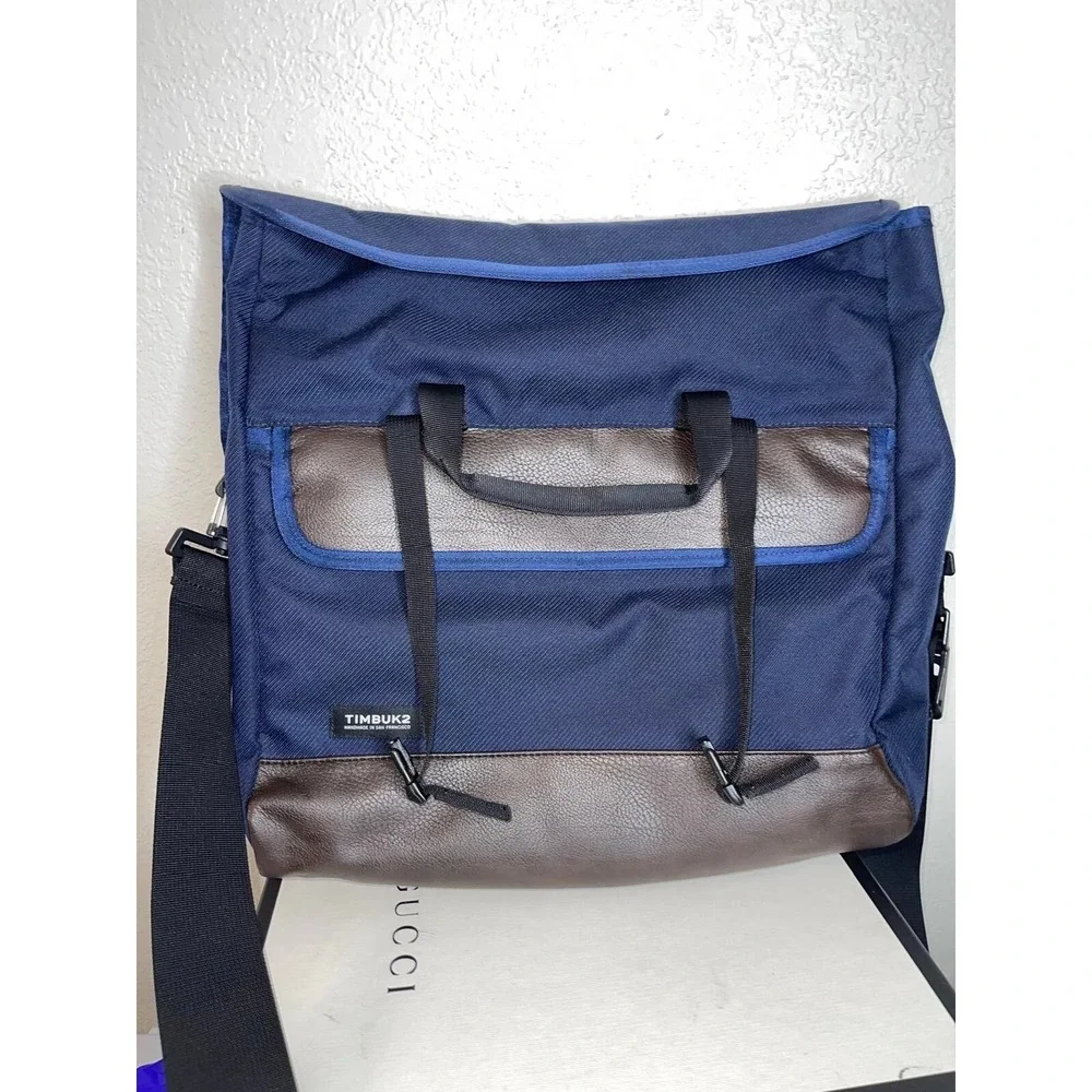 Timbuk2 Handmade San Francisco Messenger Bag Handbag Blue Brown Multi‎ Pocket